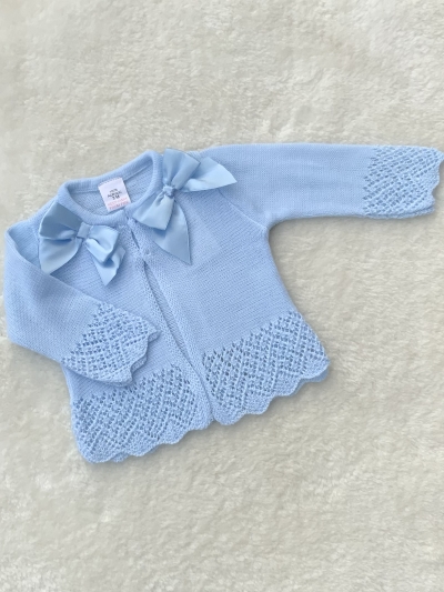 baby girls blue knitted cardigan bows