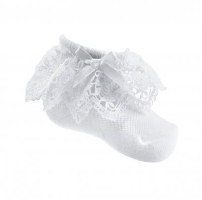 baby girls white diamond lace ankle socks