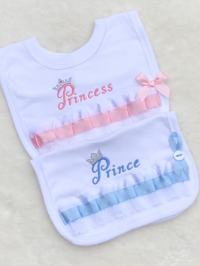 prince princess ribbon lace bib
