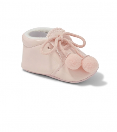 sevva baby girls pink patent shoes pom poms