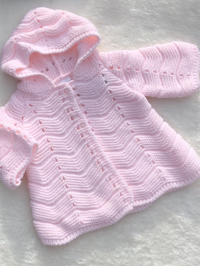 baby girls pink fancy knitted matinee jacket