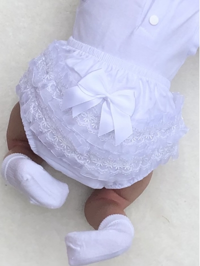 baby babies white cotton frilly pants knickers 