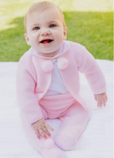 Nuevo bebé Girl/boy Knitted Cochecito 3p Conjunto Cardigan Sombrero bootees Blanco Pink/blue 0-9 M 