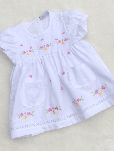 white baby girls embroided dress 