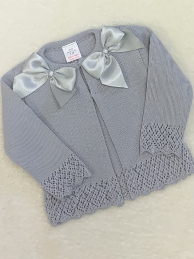 baby girls grey fancy knitted cardigan bows