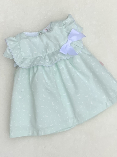 baby girls mint green cotton dress white bow