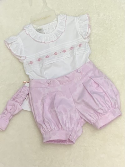 Spanish Style Baby Girl Knitted 2 Piece Top & Jam Pants Set Dusky Pink 