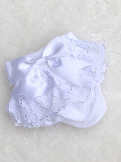 baby girls white lace ankle socks bow