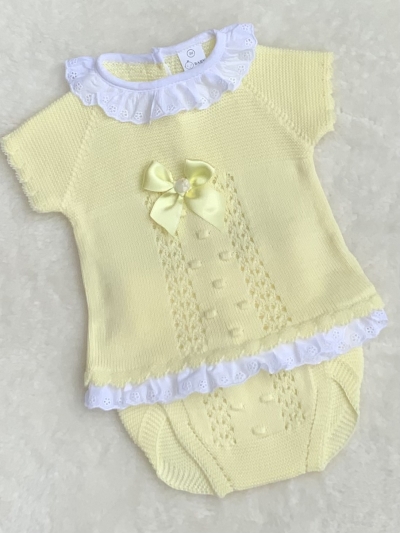 baby girls lemon white knitted top jam pants