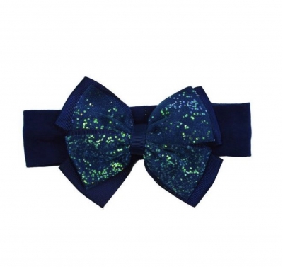 baby girls navy blue sparkle bow headband 