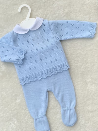 baby noys knitted pelerine jumper trousers blue
