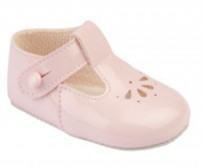 baypods soft soled baby girls pink patent pram shoes 