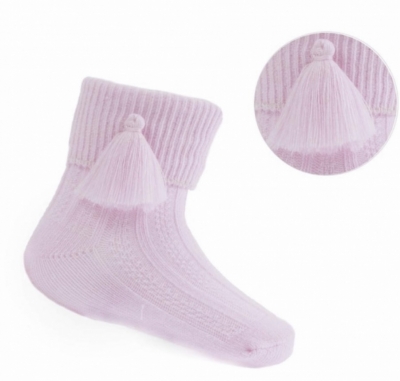 baby girls pink ankle socks tassle