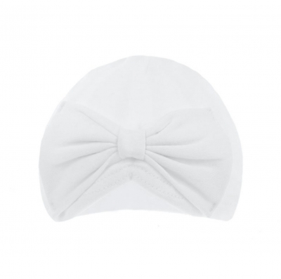 baby girls white cotton large bow hat white