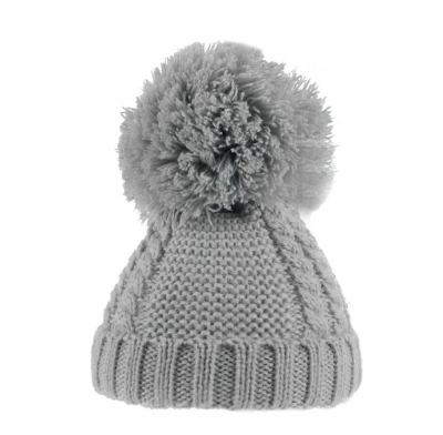 unisex grey cable knitted pom pom hat 