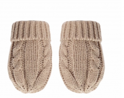 baby unisex knitted mittens beige coffee colour