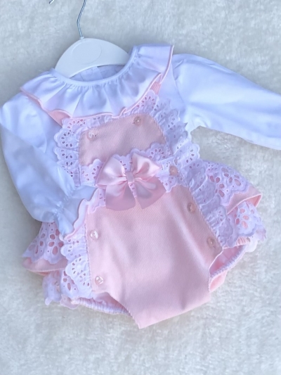 baby girls pink corduroy dungerees blouse