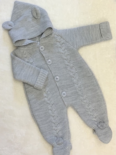 unisex grey knitted all in one romper coat 