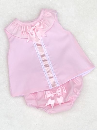 baby girls pink aline dress tunic matching pants bows