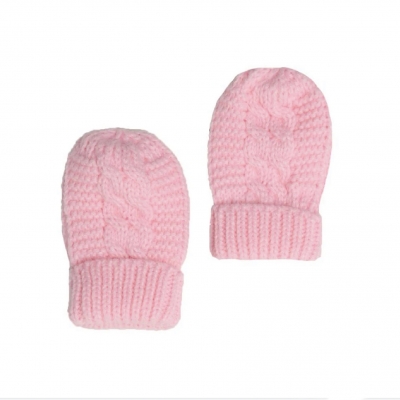 baby girls  pink cable knitted mittens