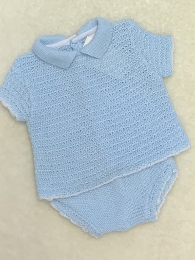 baby boys blue knitted jumper jam pants