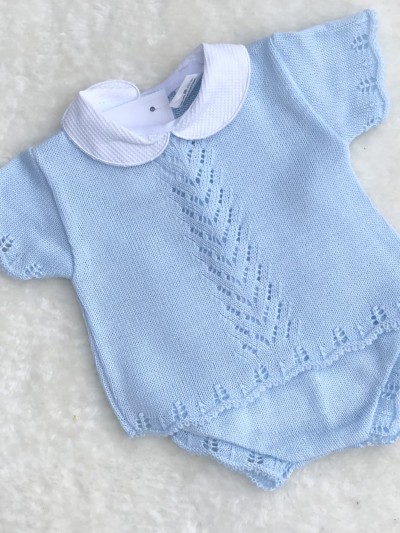 baby boys blue knitted top jam pants