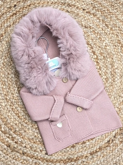 pangasa trenka luxury knitted coat faux fur vintage rosa