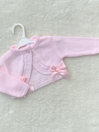 baby girls pink knitted bolero cardigan bows