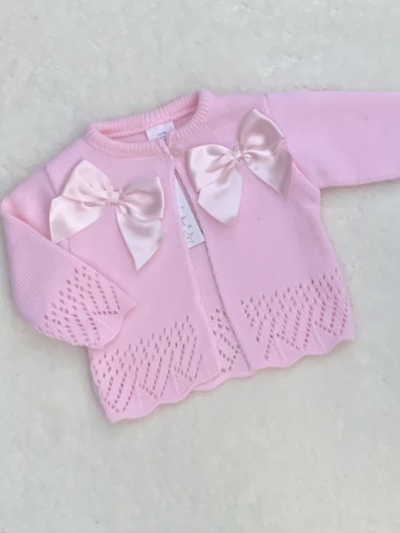 baby girls pink fancy knitted cardigan 
