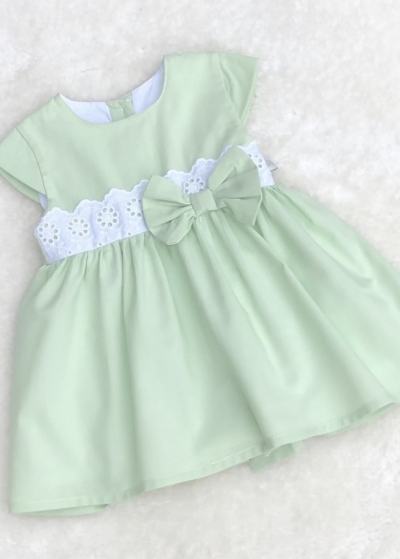 baby girls lime green dress bows lace