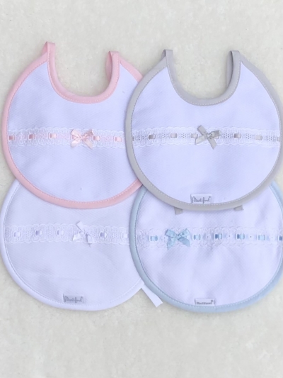 spanish babies unisex bibs pink white blue grey 