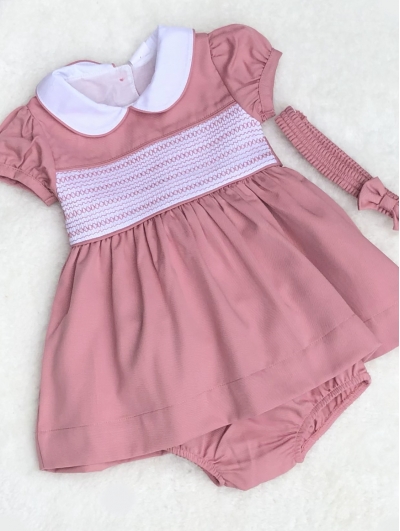 baby girls coral traditional smocked dress 