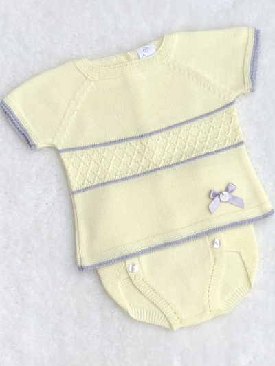 baby girls knitted top lemon grey jam pants