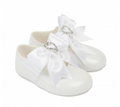 baypods white diamante bow patent baby girls shoes