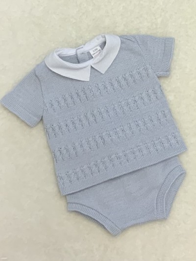 baby boys grey knitted top matching shorts