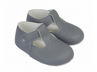grey soft sole babies pram shoes
