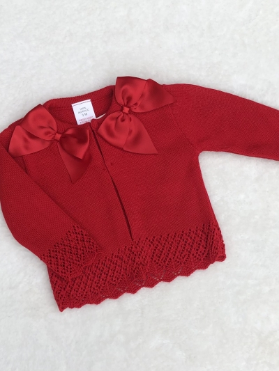 baby gifls knitted cardigan red bows