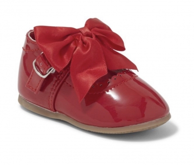 baby girls red patent hard sole shoes bows