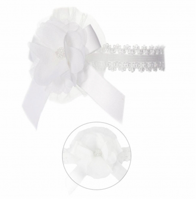 girls lace white rosette headband 