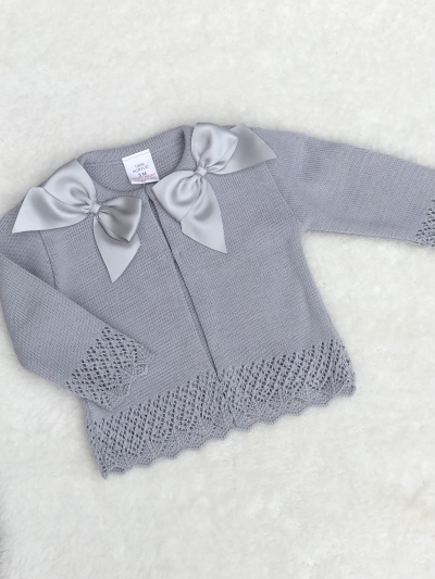 baby girls grey knitted cardigan bows