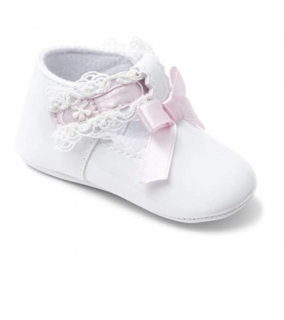 sevva baby girls patent white lace tbar shoe