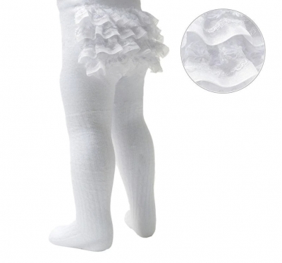 baby girls white lace bum tights