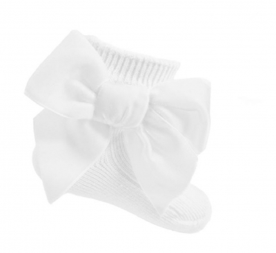 babies unisex velvet bow white ankle socks 
