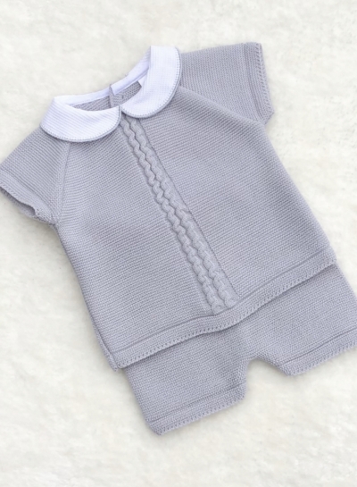 baby boys grey knitted jam pants top 