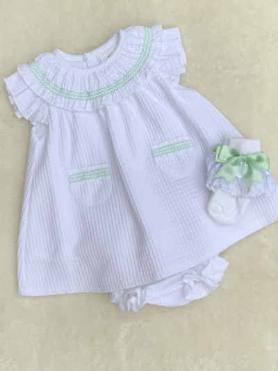 baby girls white mint green waffle dress pants 